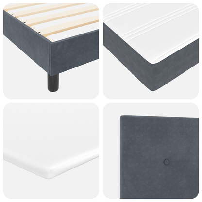 Boxspring Seng Med Madras Mørkegrå Enkelt Fløjl