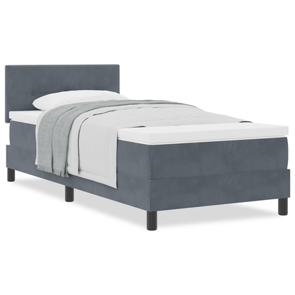 Boxspring Seng Med Madras Mørkegrå Enkelt Fløjl