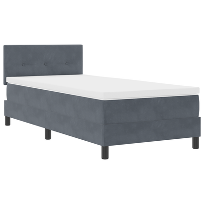 Boxspring Seng Med Madras Mørkegrå Enkelt Fløjl