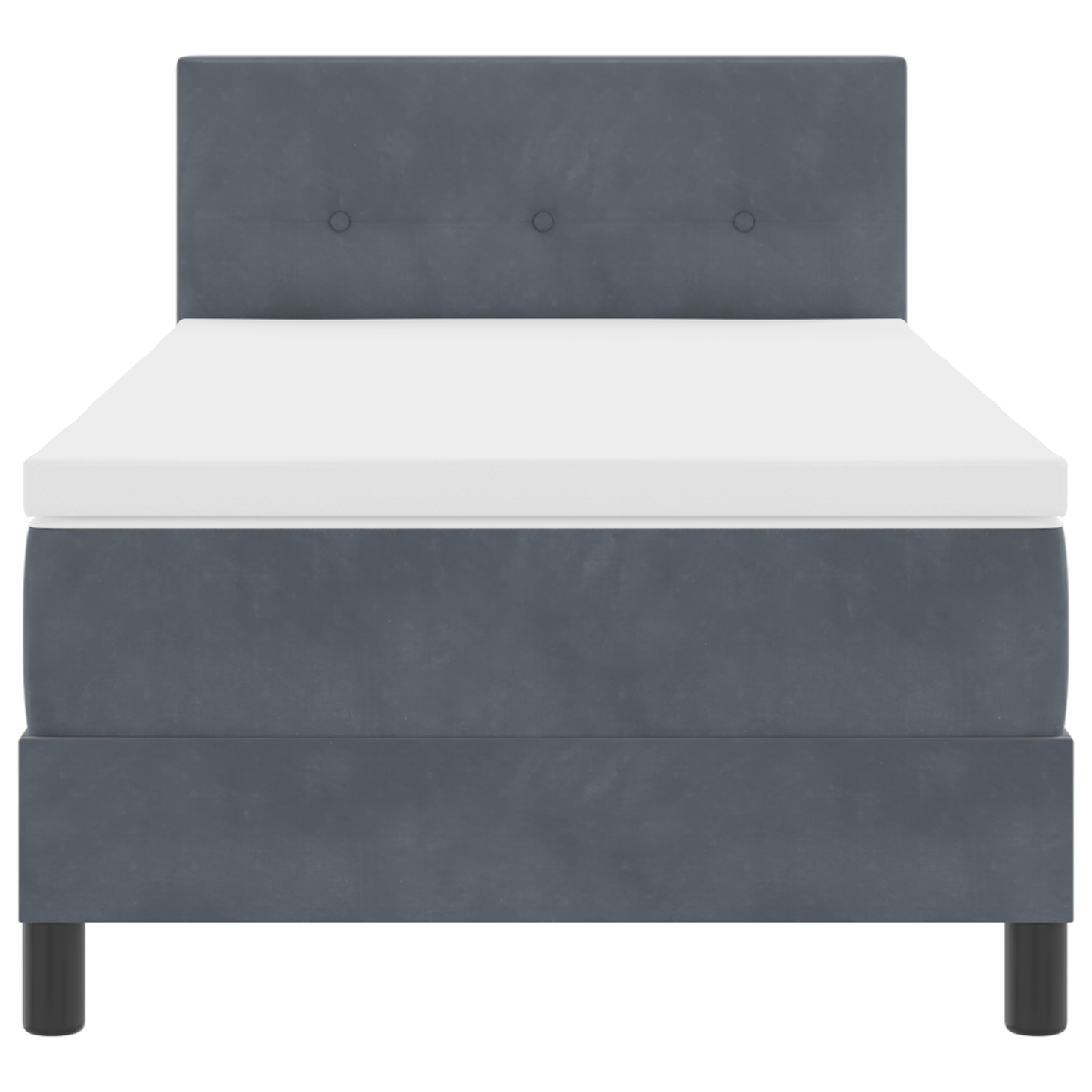 Boxspring Seng Med Madras Mørkegrå Enkelt Fløjl