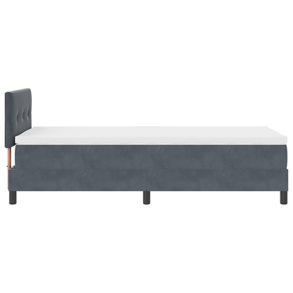 Boxspring Seng Med Madras Mørkegrå Enkelt Fløjl