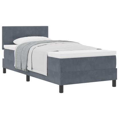 Boxspring Seng Med Madras Mørkegrå Enkelt Fløjl