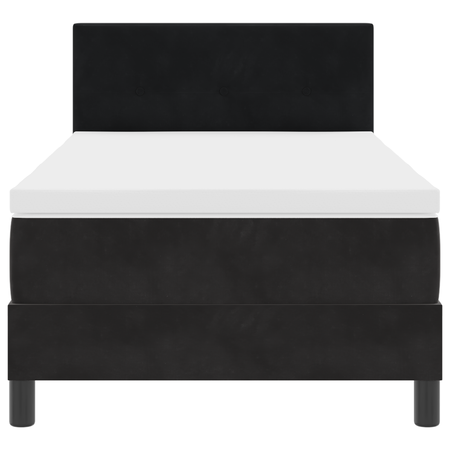 Box Spring Bed Med Madras Sort Enkelt Fløjl
