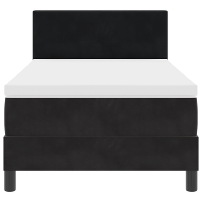 Box Spring Bed Med Madras Sort Enkelt Fløjl