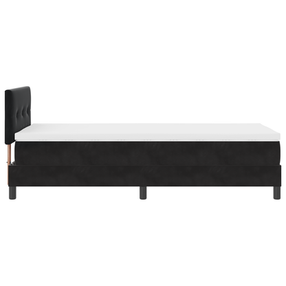 Box Spring Bed Med Madras Sort Enkelt Fløjl