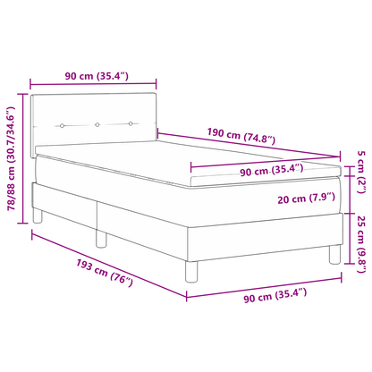 Box Spring Bed Med Madras Sort Enkelt Fløjl