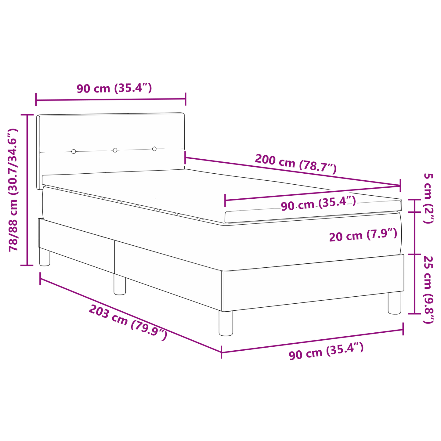 Boxmadras Seng Med Madras Med Madras Sort 90 X 200 Cm Stof