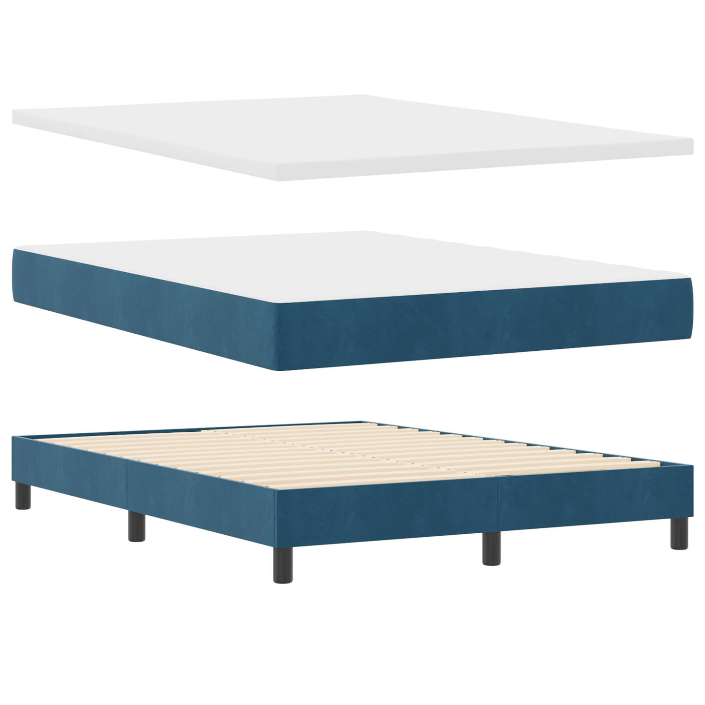 Boxmadras Seng Med Madras Med Madras Mørk Blå 140 X 190 Cm Stof