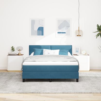 Boxmadras Seng Med Madras Med Madras Mørk Blå 140 X 190 Cm Stof