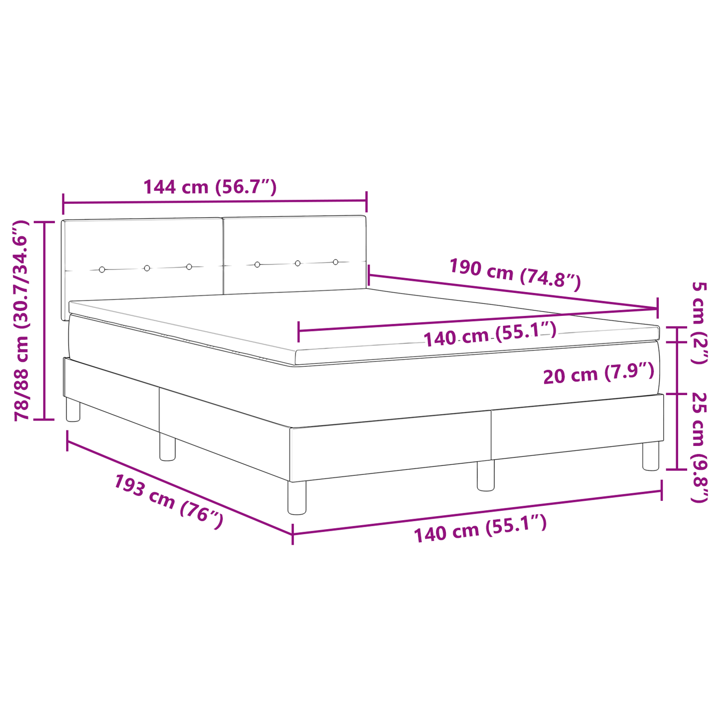 Boxmadras Seng Med Madras Med Madras Mørk Blå 140 X 190 Cm Stof