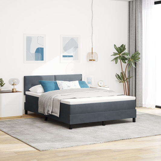 Boxmadras Seng Med Madras Med Madras Mørkegrå 140 X 200 Cm Stof