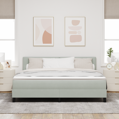 Boxmadras Seng Med Madras Med Madras Lysegrå 180 X 200 Cm Stof