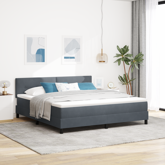 Boxmadras Seng Med Madras Med Madras Mørkegrå 180 X 200 Cm Stof