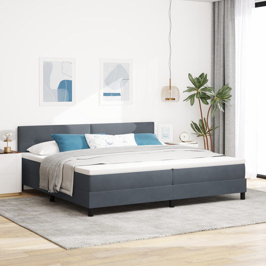 Boxmadras Seng Med Madras Med Madras Mørkegrå 200 X 200 Cm Stof