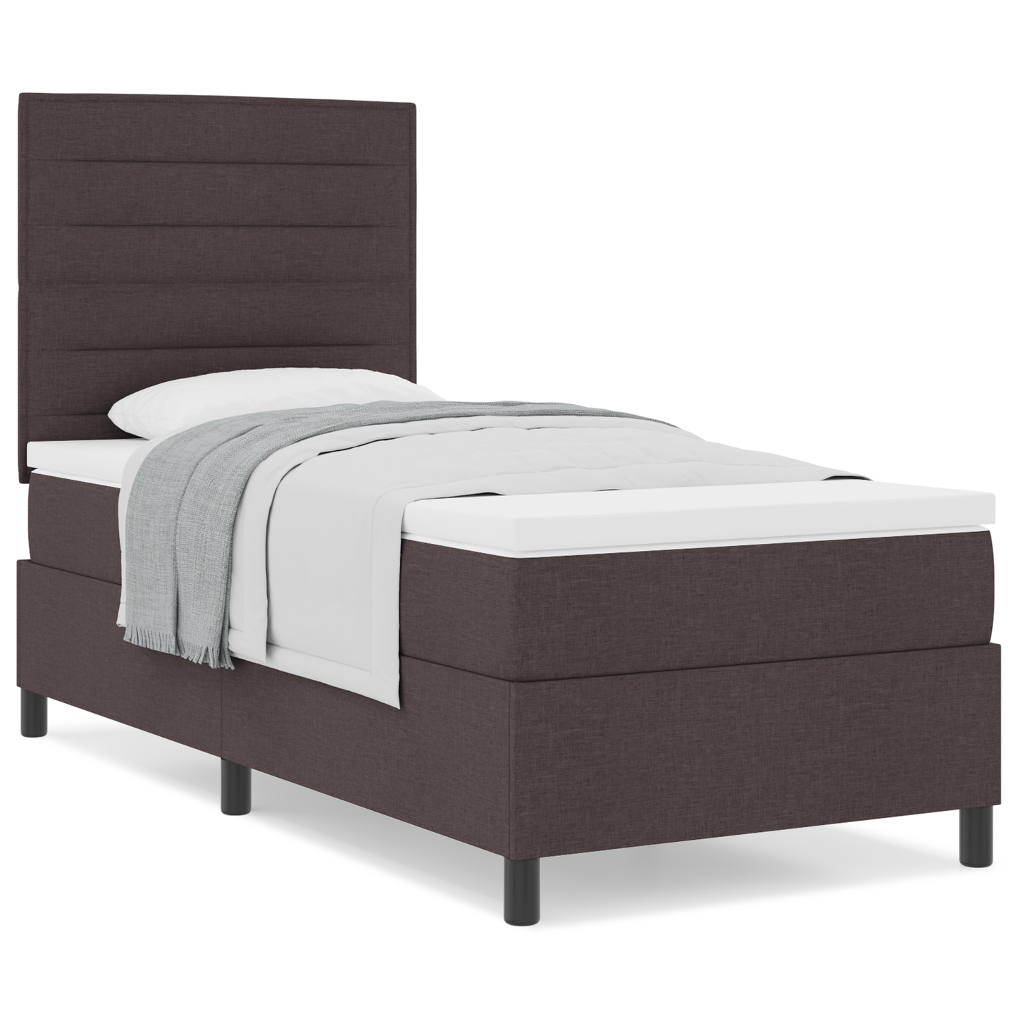 Box Spring Seng Med Madras Mørkebrun 90 X 200 Cm Stof