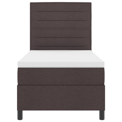 Box Spring Seng Med Madras Mørkebrun 90 X 200 Cm Stof