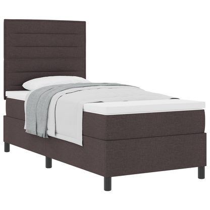 Box Spring Seng Med Madras Mørkebrun 90 X 200 Cm Stof