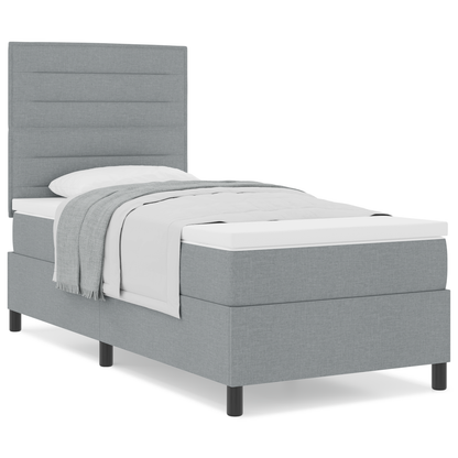 Box Spring Seng Med Madras Lysegrå 100 X 200 Cm Stof