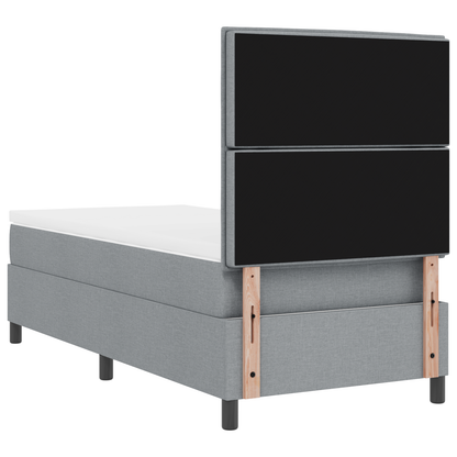 Box Spring Seng Med Madras Lysegrå 100 X 200 Cm Stof