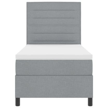 Box Spring Seng Med Madras Lysegrå 100 X 200 Cm Stof