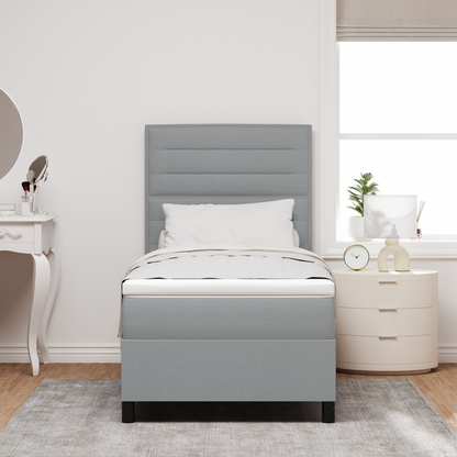 Box Spring Seng Med Madras Lysegrå 100 X 200 Cm Stof