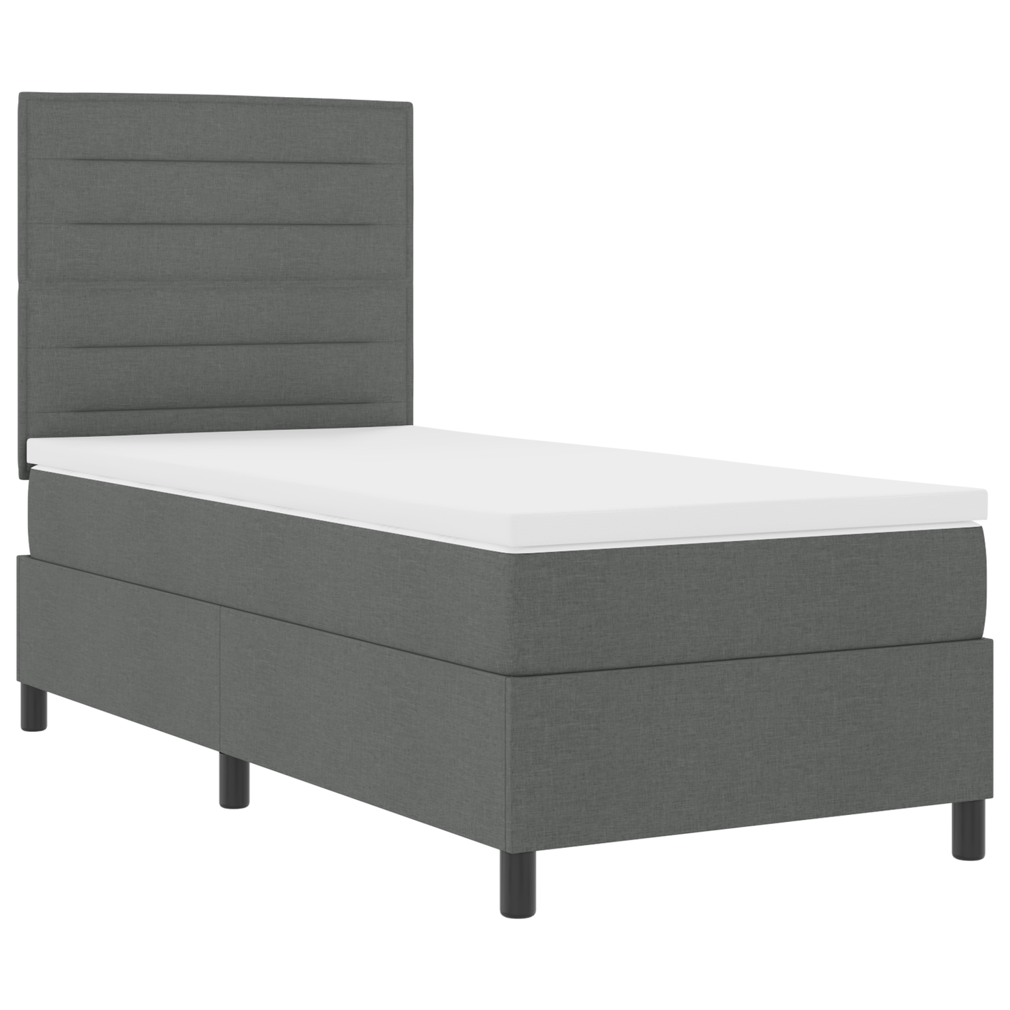 Box Spring Seng Med Madras Mørkegrå 100 X 200 Cm Stof