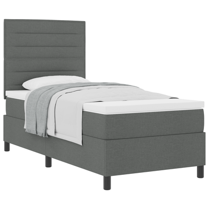 Box Spring Seng Med Madras Mørkegrå 100 X 200 Cm Stof