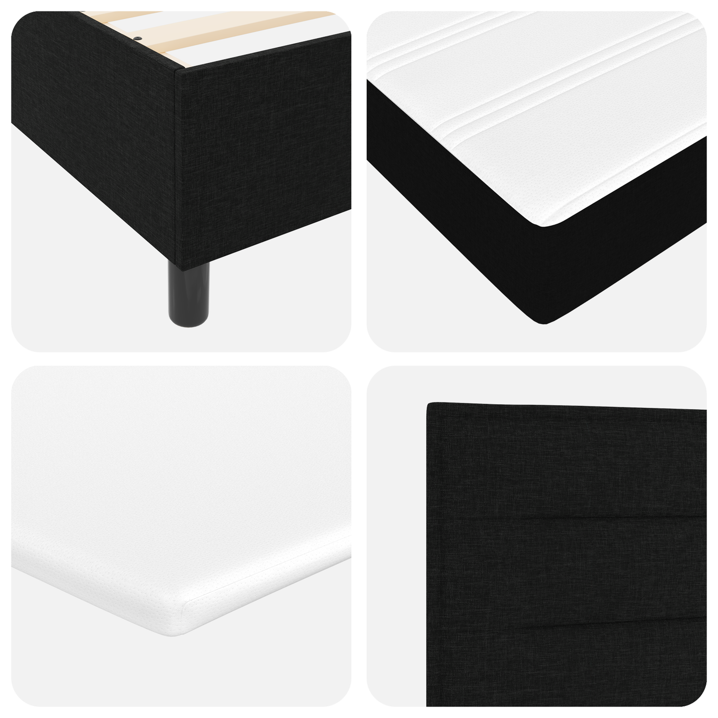 Box Spring Seng Med Madras Sort 100 X 200 Cm Stof