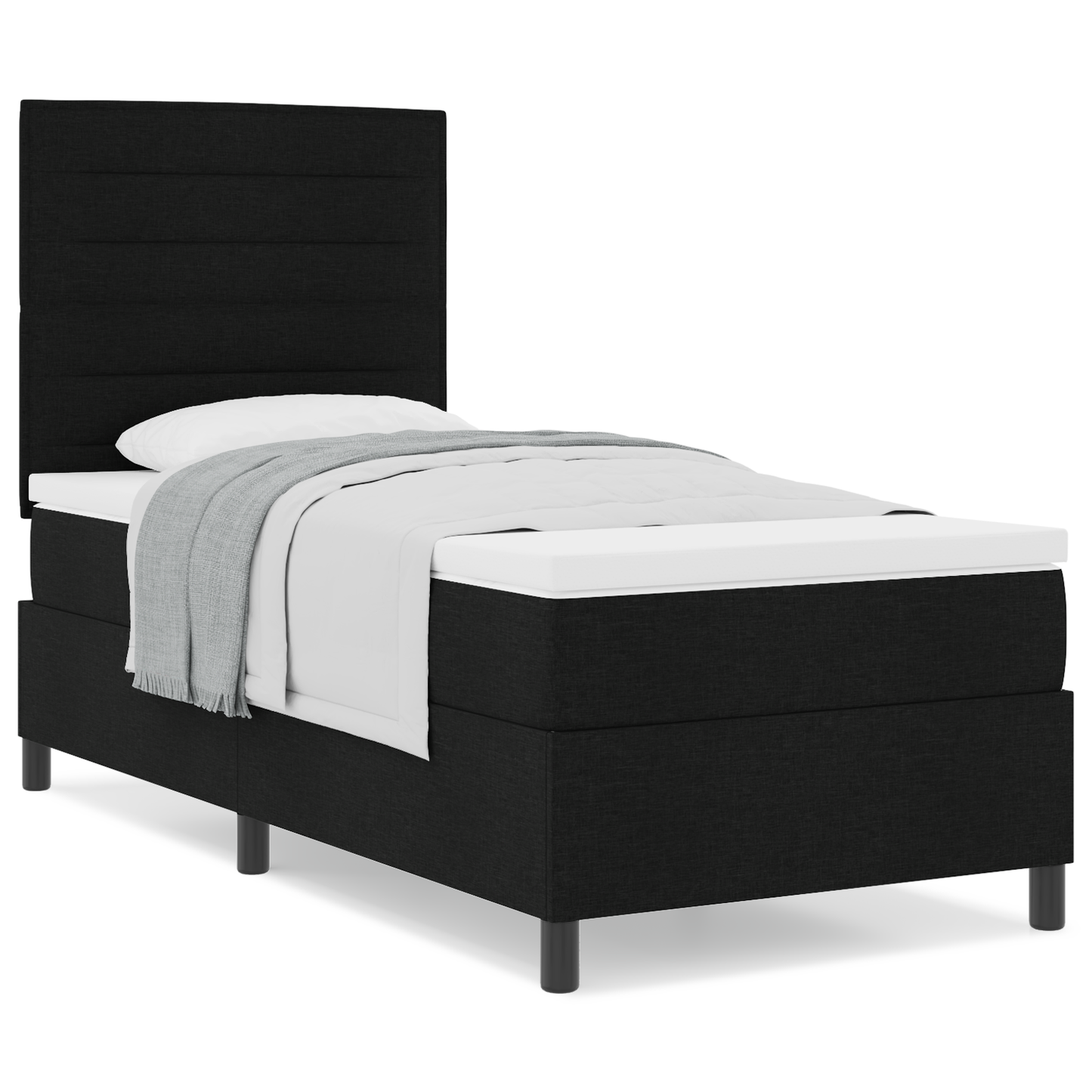 Box Spring Seng Med Madras Sort 100 X 200 Cm Stof