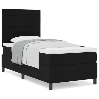 Box Spring Seng Med Madras Sort 100 X 200 Cm Stof