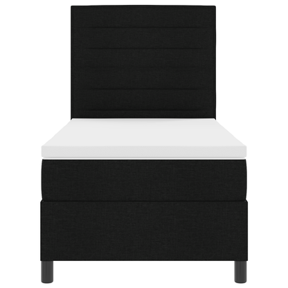 Box Spring Seng Med Madras Sort 100 X 200 Cm Stof