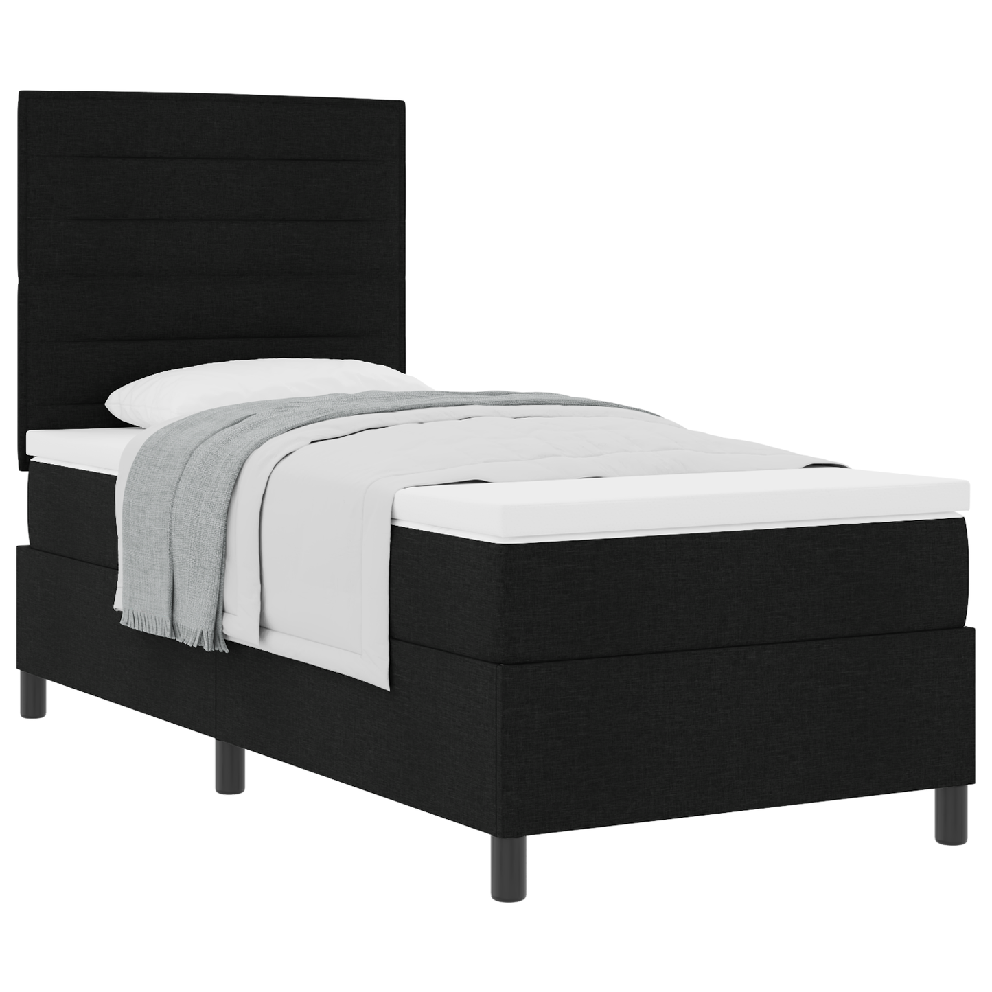 Box Spring Seng Med Madras Sort 100 X 200 Cm Stof