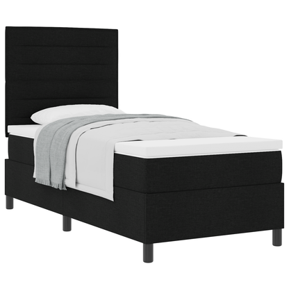 Box Spring Seng Med Madras Sort 100 X 200 Cm Stof