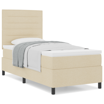Box Spring Seng Med Madras Creme 100 X 200 Cm Stof