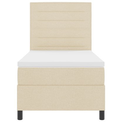 Box Spring Seng Med Madras Creme 100 X 200 Cm Stof