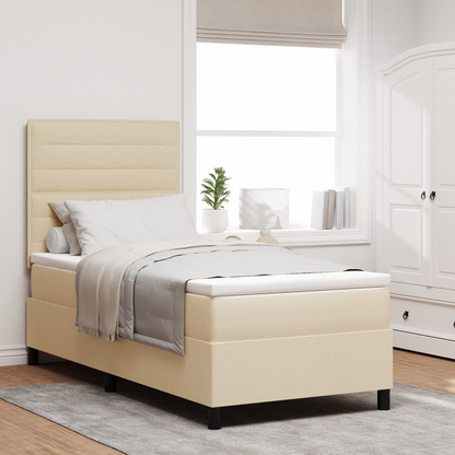 Box Spring Seng Med Madras Creme 100 X 200 Cm Stof