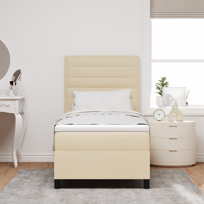 Box Spring Seng Med Madras Creme 100 X 200 Cm Stof