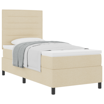 Box Spring Seng Med Madras Creme 100 X 200 Cm Stof