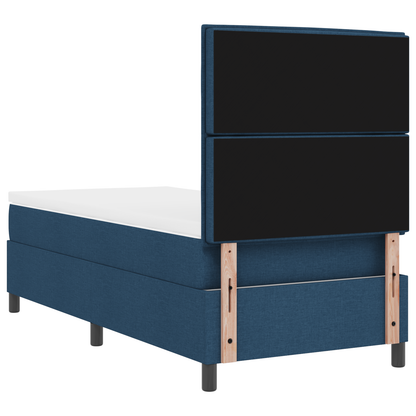 Box Spring Seng Med Madras Med Hovedgærde Blå 100 X 200 Cm Stof