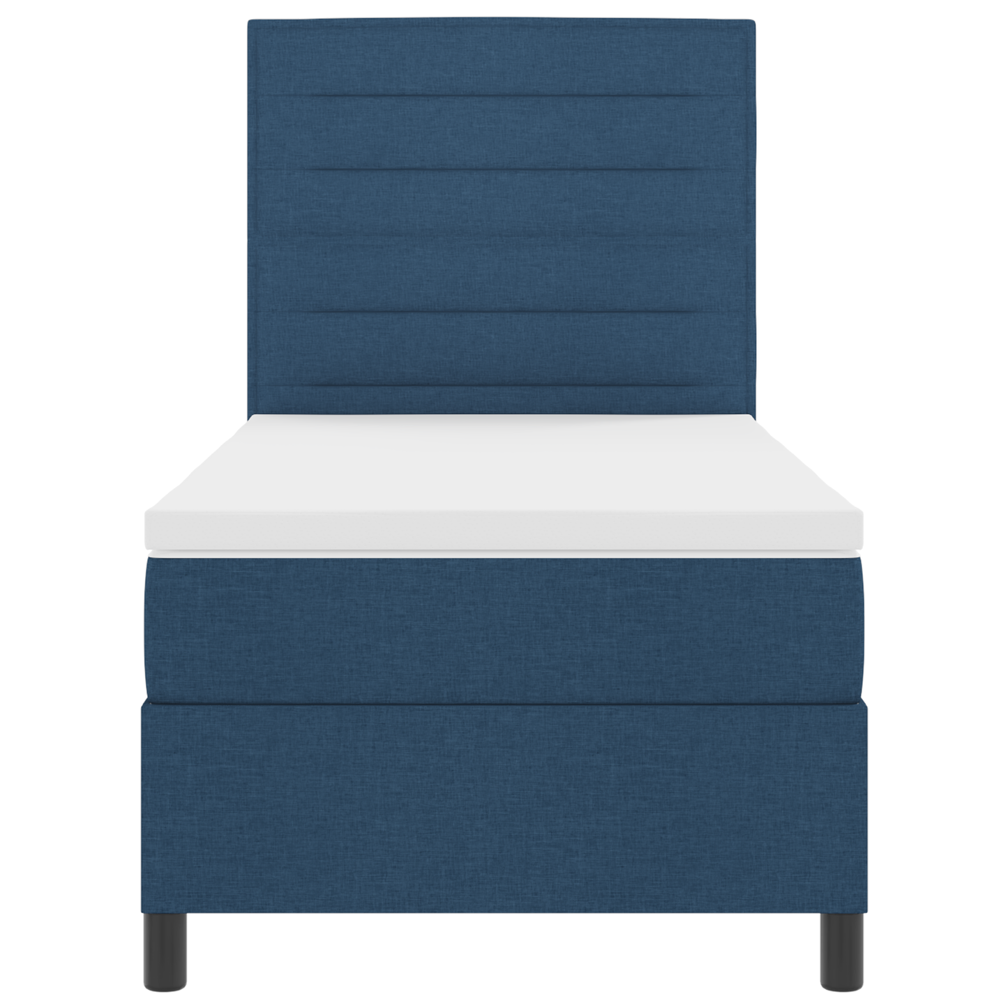 Box Spring Seng Med Madras Med Hovedgærde Blå 100 X 200 Cm Stof