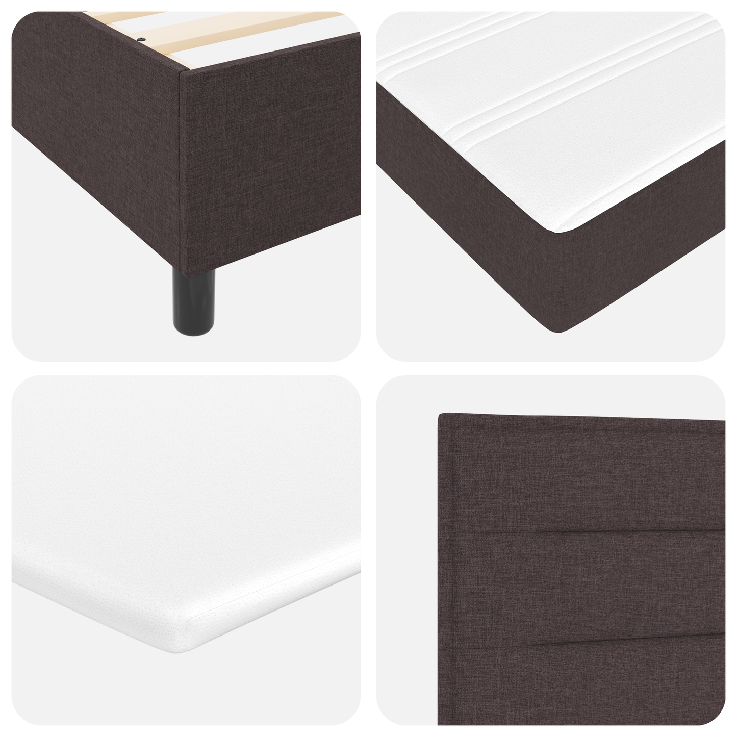 Box Spring Seng Med Madras Mørkebrun 140 X 190 Cm Stof