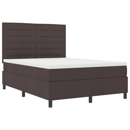 Box Spring Seng Med Madras Mørkebrun 140 X 190 Cm Stof