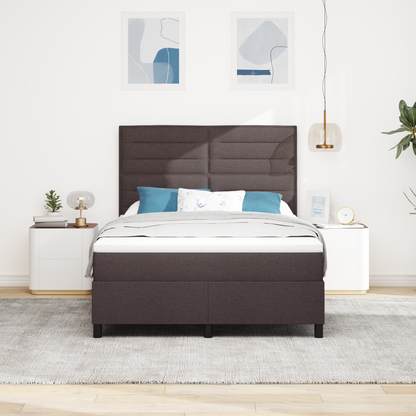 Box Spring Seng Med Madras Mørkebrun 140 X 190 Cm Stof