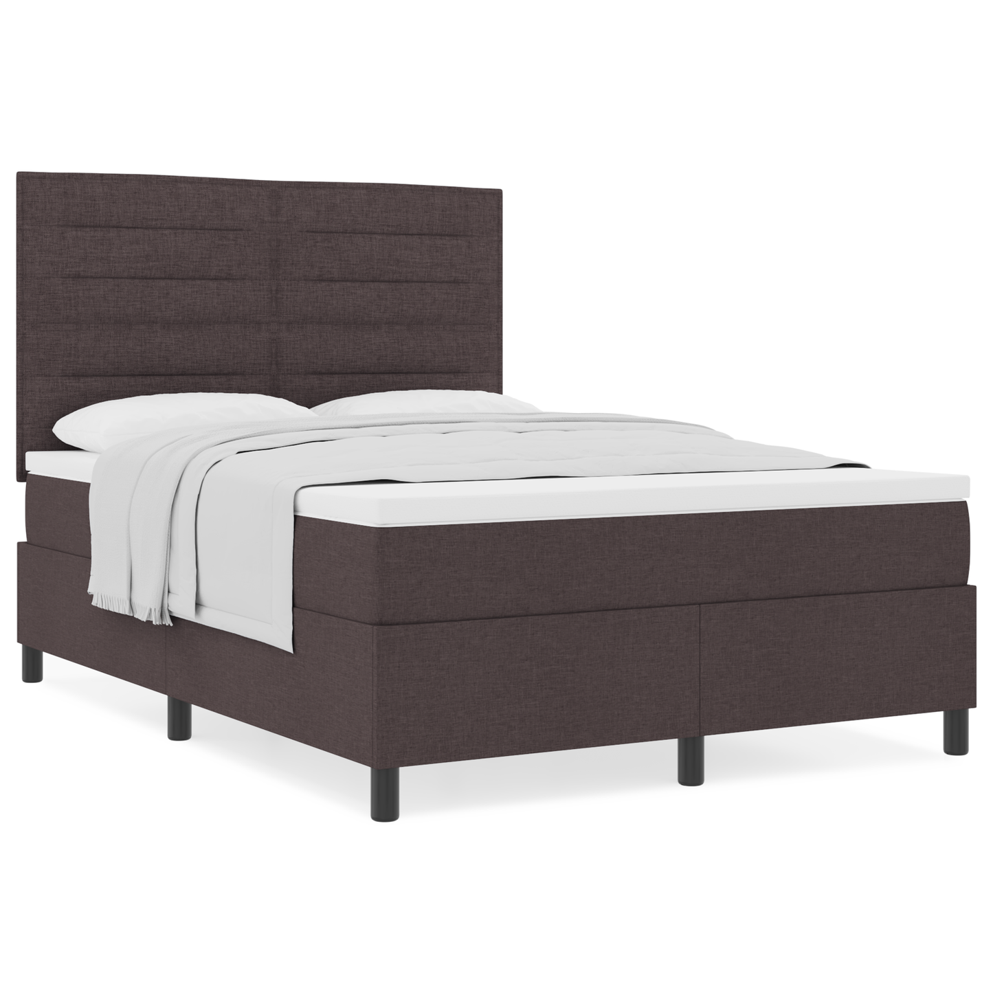 Box Spring Seng Med Madras Mørkebrun 140 X 200 Cm Stof
