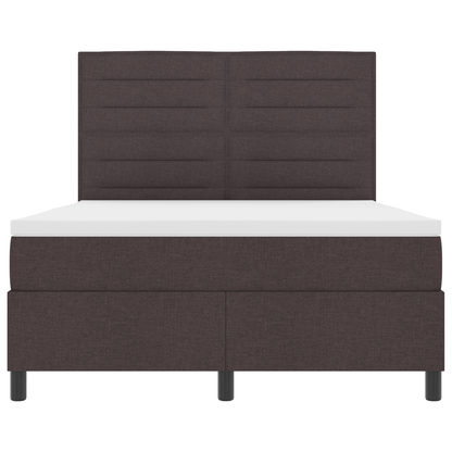 Box Spring Seng Med Madras Mørkebrun 140 X 200 Cm Stof