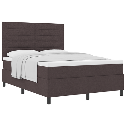Box Spring Seng Med Madras Mørkebrun 140 X 200 Cm Stof