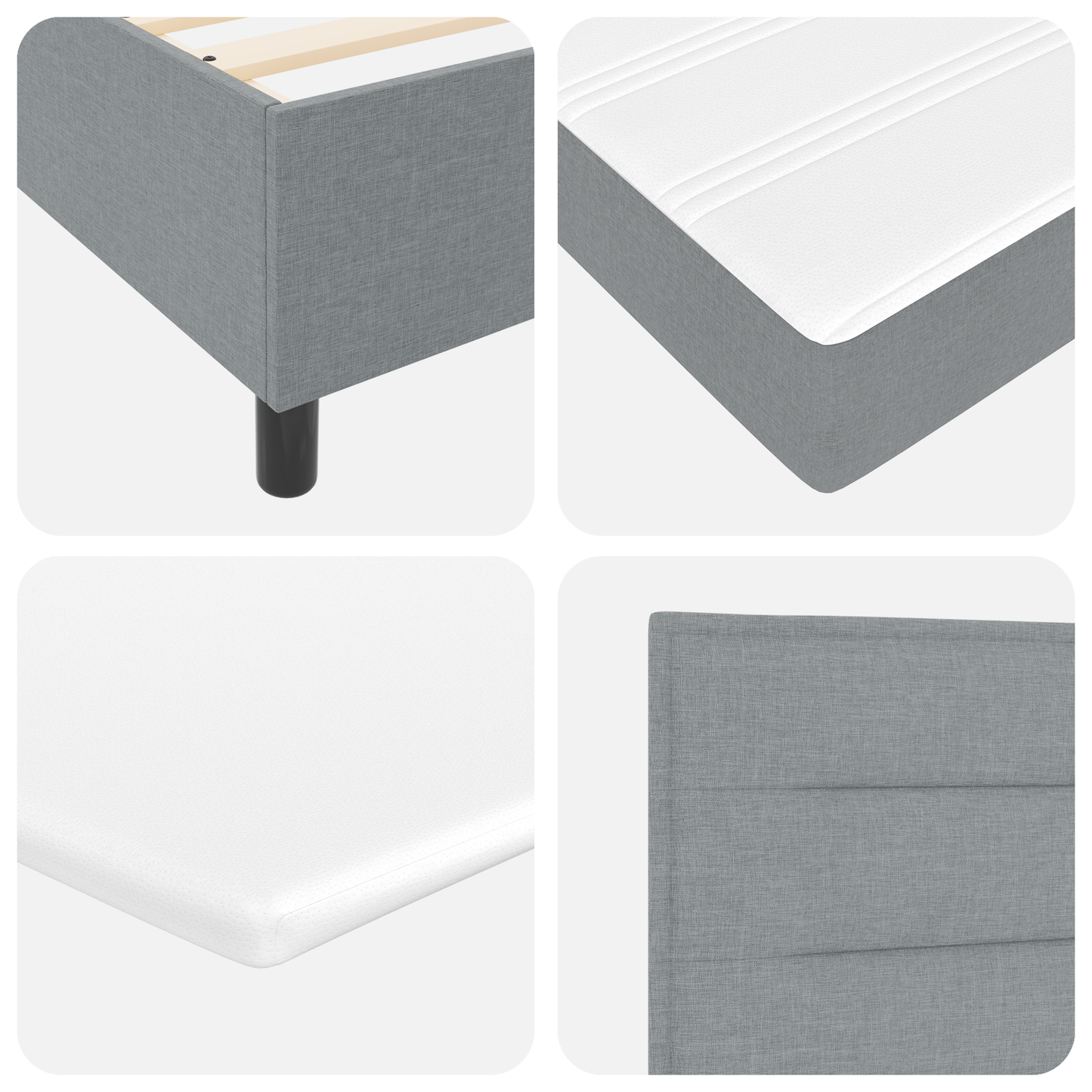 Box Spring Seng Med Madras Lysegrå 160 X 200 Cm Stof