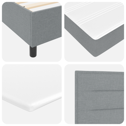 Box Spring Seng Med Madras Lysegrå 160 X 200 Cm Stof