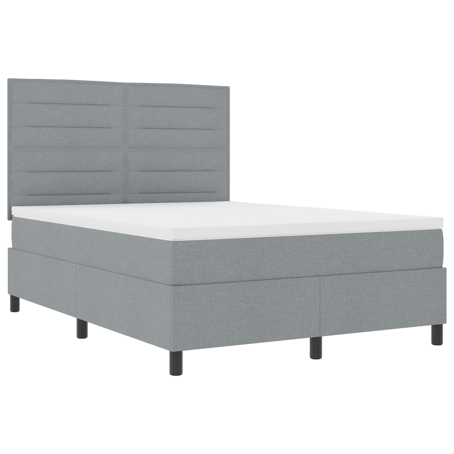 Box Spring Seng Med Madras Lysegrå 160 X 200 Cm Stof