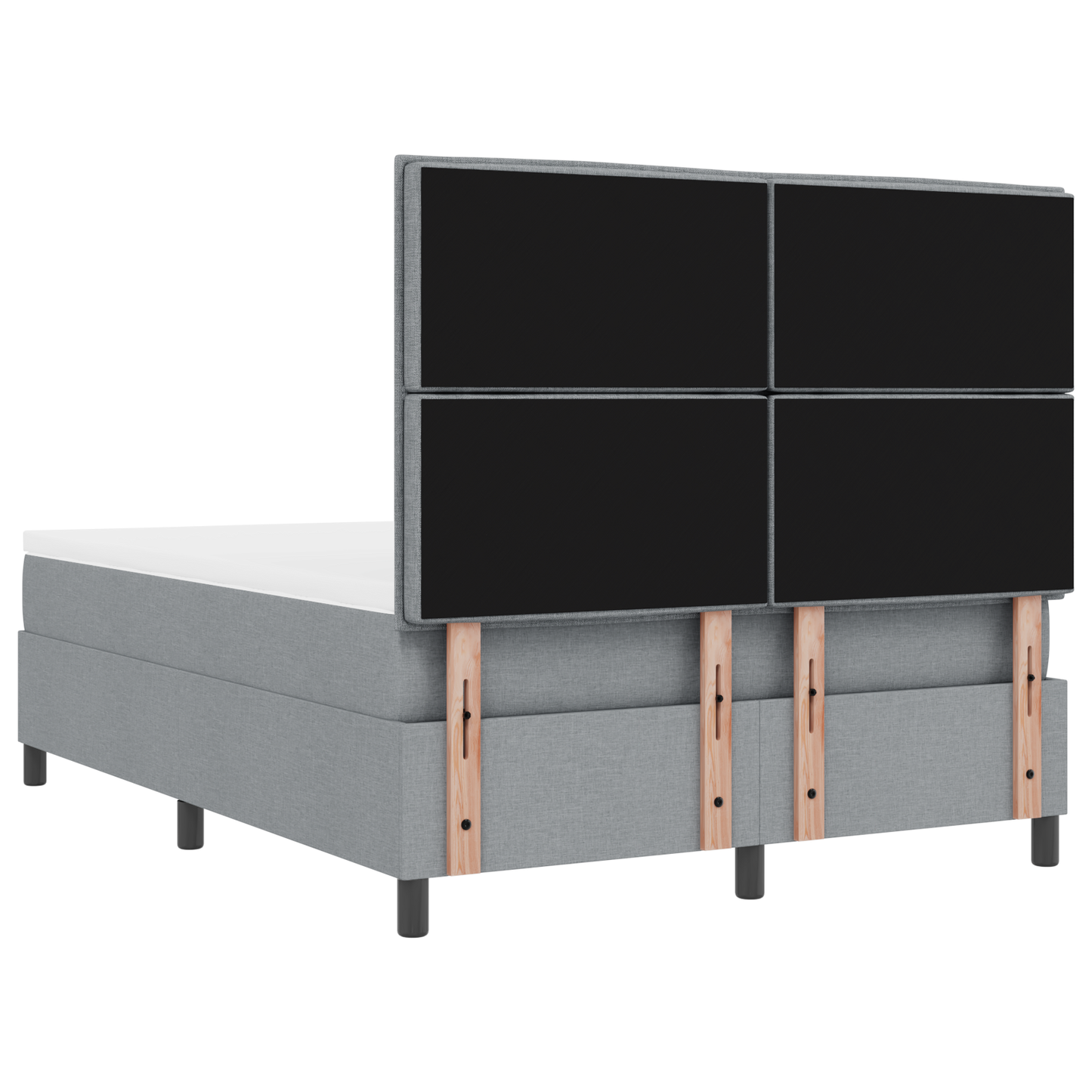 Box Spring Seng Med Madras Lysegrå 160 X 200 Cm Stof